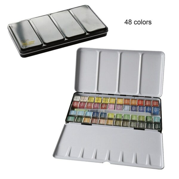 Professional 12/24/36/48 Colors Solid Watercolor Paints Set With Paintbrush Water color Pigment Set Acuarelas Verf Art Supplies 4