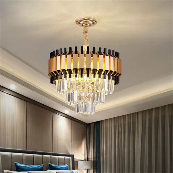 OUTELA Postmodern Chandelier Rectangle Fixtures Crystal Pendant Lamp Luxury Light LED Decorative for Home 5