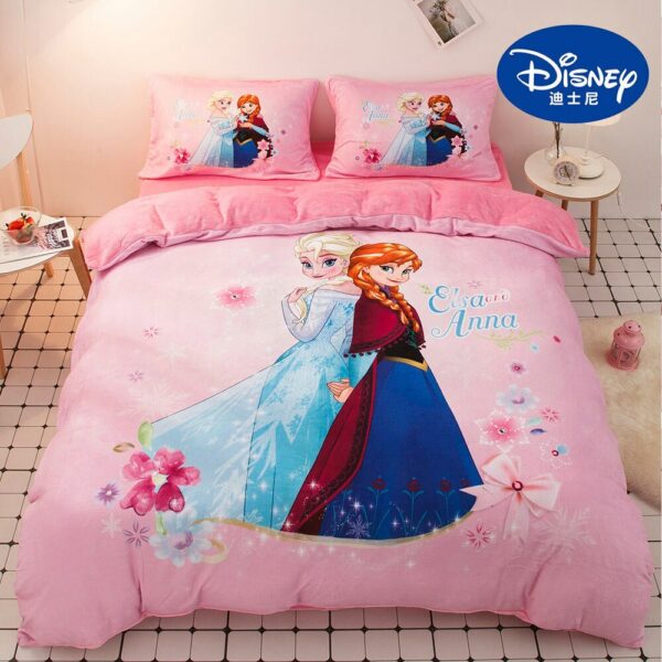 Disney winter cartoon Mickey flannel double-sided fleece cute princess style four-piece comfortable children's bedding 6