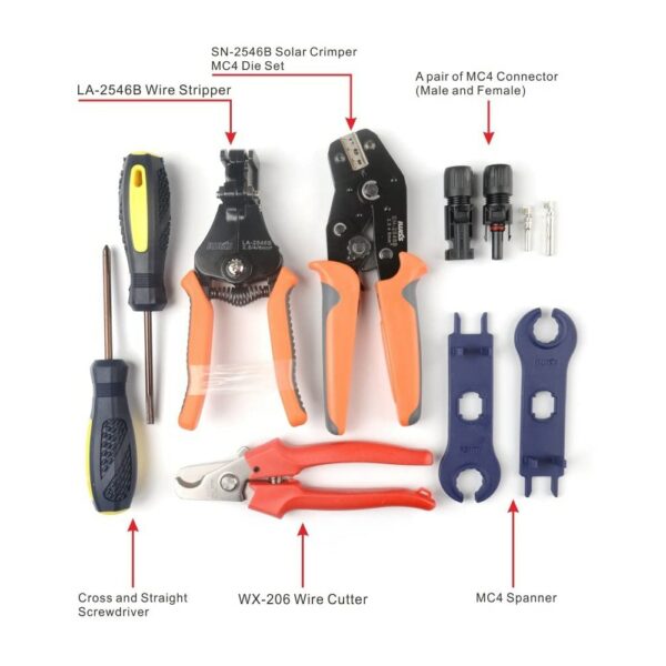 IWISS Solar PV Cable Crimping Plier Tool Kit for 2.5/4/6mm ²with Stripper,Cutter, Spanner Connectors-Oxford bag pack 3