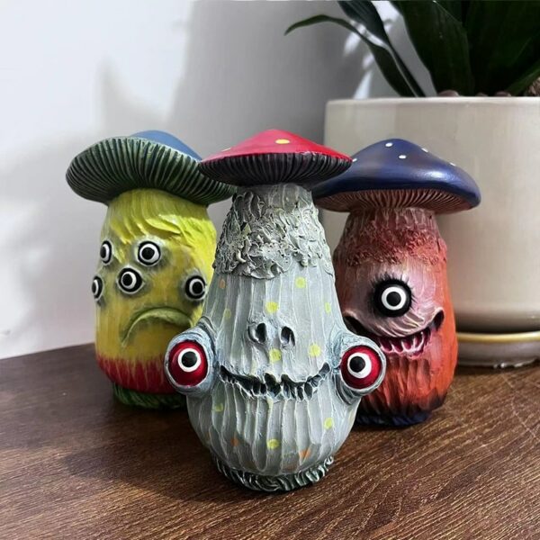 New Halloween Creative Skull Mushroom Sculpture Monster Resin Crafts Home Garden Decorations Office Desktop Decorations 1