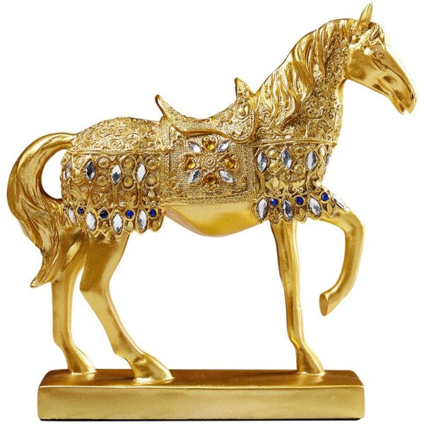 Golden War Horse Unicorn Statue Sculpture Modern Office Desk Nordic Home Decor Decoration Accessories Ornaments Furnishing 6