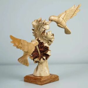 Aqumotic Small Bird Creative Wood Craft Flying Bird Woodpecker Home Office Desk Literary Decoration Wooden Carving 2