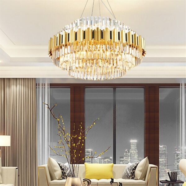 Hongcui Pendant Light Postmodern Gold Luxury Crystal LED Lamp Chandelier for Home Dining Living Room 3