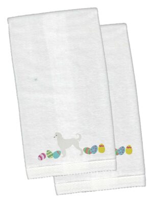 Afghan Hound Easter White Embroidered Plush Hand Towel Set of 2