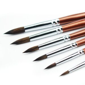 6pcs Wolf Hair Paint Brush Set Round Tip Pointed Artists Paintbrush for Watercolor Acrylic Oil Painting Art Supplies 1