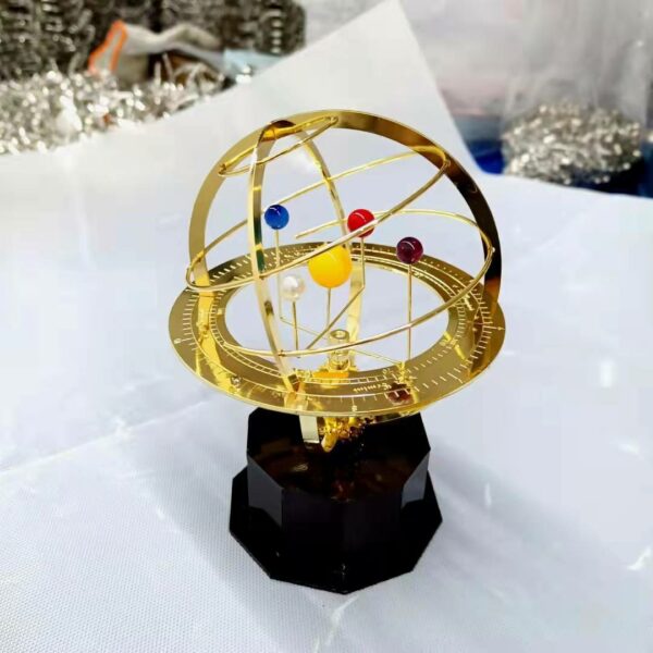 Aqumotic Model of The Solar System Vintage Handicraft Metal Ornaments 16cm Spinning Galaxy Study Office Learn Decoration 2