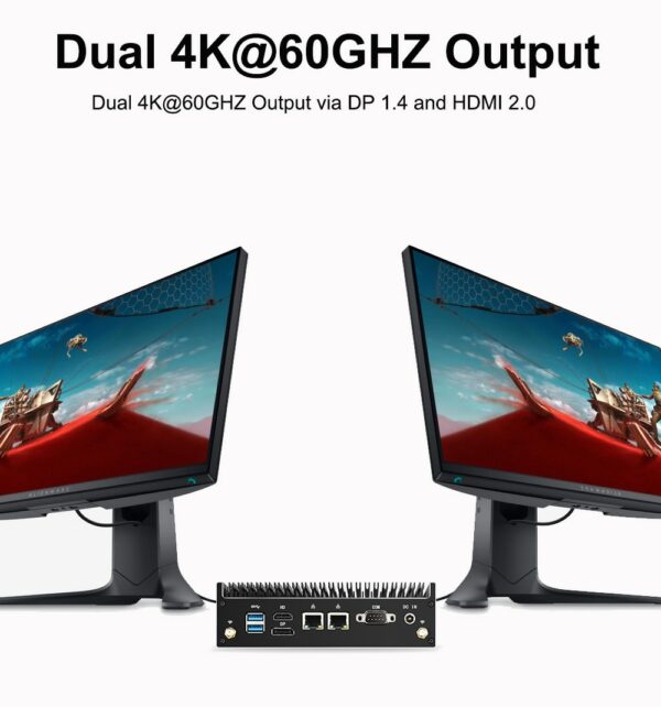 Mini PC Fanless Design intel core i5 core i7 Dual lan Dual 4K output Supoort windows 11 computer gaming industrial PC 5