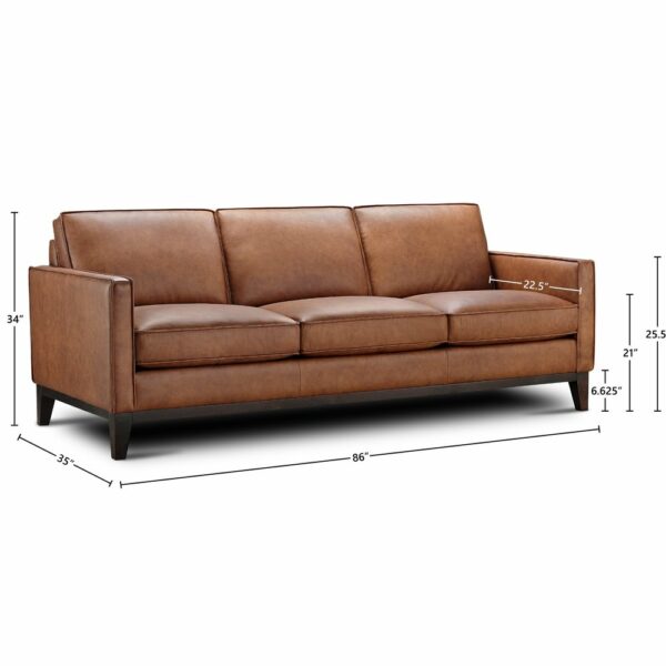 Grain Leather Sofa Living Room Furniture Three-Aeater, Brown Big Sofas 5