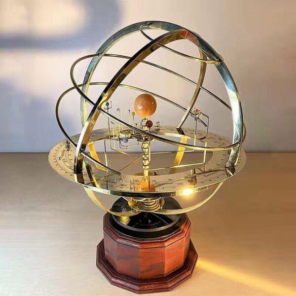 Aqumotic Model of The Solar System Vintage Handicraft Metal Ornaments 16cm Spinning Galaxy Study Office Learn Decoration 1