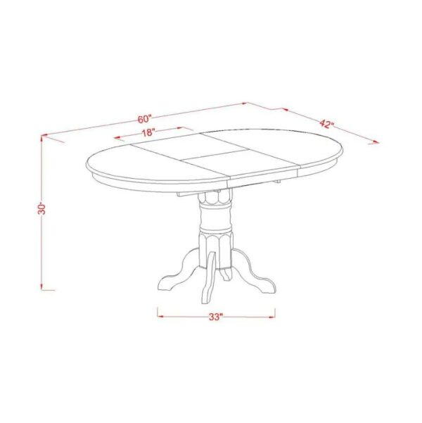 Brown 7pcs Oval Table with Leaf and 6 Dining Chairs 5