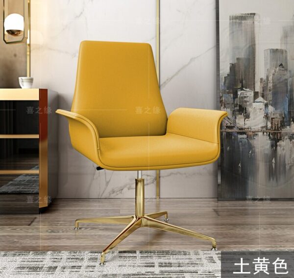 Modern light luxury office chair stainless steel book chair simple study boss chair gold plated computer chair swivel lift chair 4