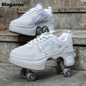 Kids' Roller Skates Boy Girl Unisex Four-Wheels Dual-Use Skate Shoes Double-Row Roller Men Inline Skates Casual Sports Sneakers 2