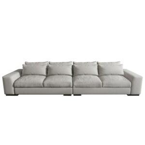 Contemporary Down sofa -Overstuffed Modular Sofa with SLinen Fabric Upholstery sofa, Seating for 4, Grey 2