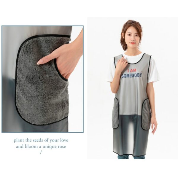 Long-sleeved/ Sleeveless Apron Women's TPU Material Household Waterproof Oil-proof Overalls Can Wipe Hands and Wear Work Clothes 6