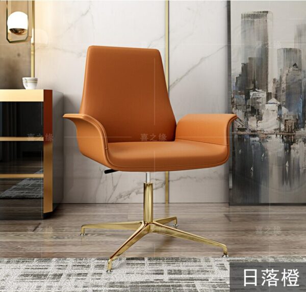 Modern light luxury office chair stainless steel book chair simple study boss chair gold plated computer chair swivel lift chair 5