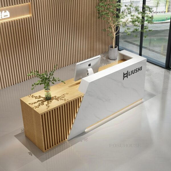 Hotel Cafe Checkout Counter Front Desk Bar Table Reception Desks Simple Modern Beauty Salon Barber Clothing Store Reception Desk 3