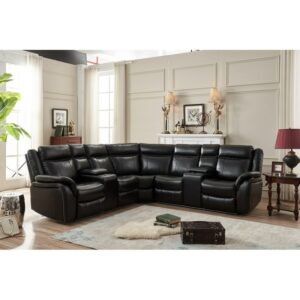 Faux Leather Upholstered Power Curved Living Room Chaise Reclining Sectional Power reclining Sectional W/LED strip 2