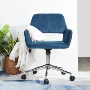 25.6" L x 21.3"W Home Modern Furniture Office Desk Chair Computer Chair Fashion Velvet Adjustable Swivel Office Chair Dark Blue 1