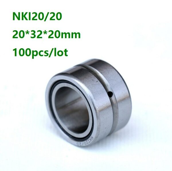 100pcs/lot NKI20/20 20*32*20mm NKI2020 Heavy duty needle roller bearing Entity needle bearing with inner ring 1