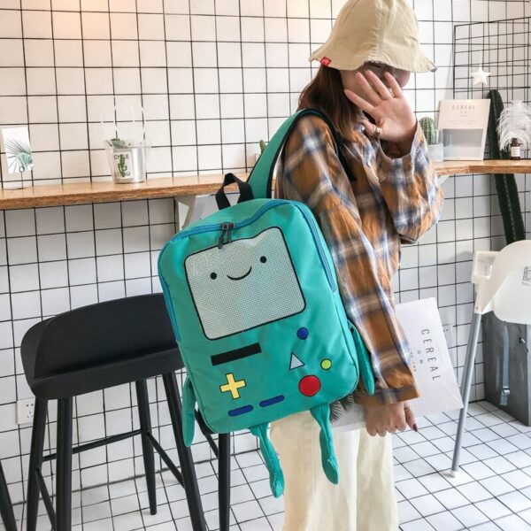 Big Ins Korean Cute Finne Figure Jakey Bag Anime Cartoon Adventure Robert Time Robot BMO For Child Girl Student Soft Backpack 3