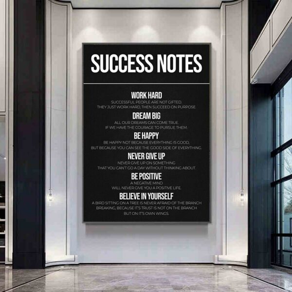 Black and White Motivational Qoutes Canvas Painting Success Notes Poster Steps To Success Wall Art Picture for Home Office Decor 2