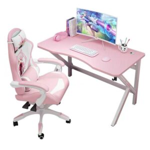 Pink Computer Desk Home Office Desktop Game E-sports Table Anchor Live White Computer Desk Internet Cafe Gaming Desk 1