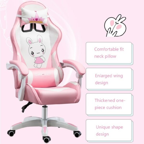 Pink Cartoon Live Gaming Chair Multifunctional High Resilience Sponge Adjustable Sofa Recliner Comfortable Home Computer Chair 5