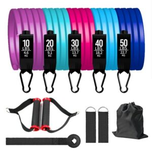 Resistance Bands Set Exercise Bands with Door Anchor Legs Ankle Straps for Resistance Training Physical Therapy Home Workouts 1