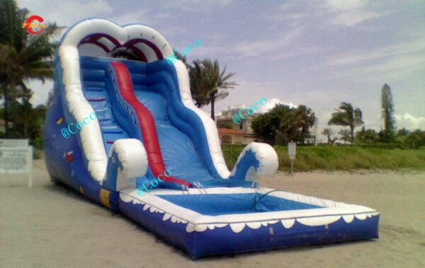 free shipping to sea port!7x3.5m/23x11.5ft inflatable slides,carnival party rent inflatable wave water slides for kids 1