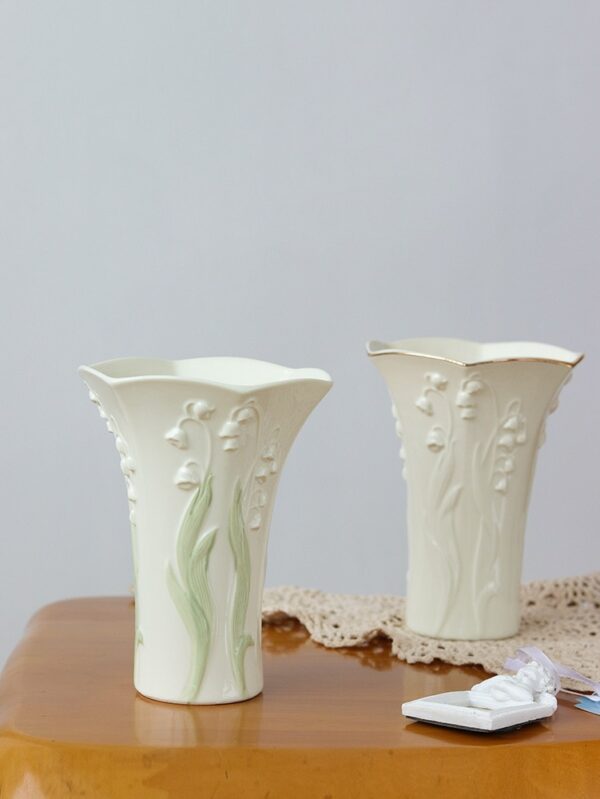 Lily Of The Valley Vase Ivory Porcelain Relief Flower Vase Ceramic Dried Flower Arrangement Utensils Office Home Decoration 1