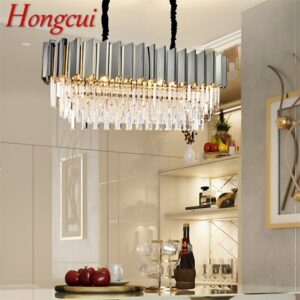 Hongcui Pendant Light Postmodern Double Crystal LED Lamp Luxury Fixture for Home Dining Living Room 1