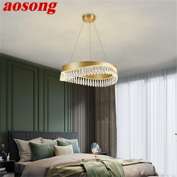 AOSONG Chandelier Pendant Lamp Postmodern Gold Luxury Home LED Light Fixture for Living Dining Room 1