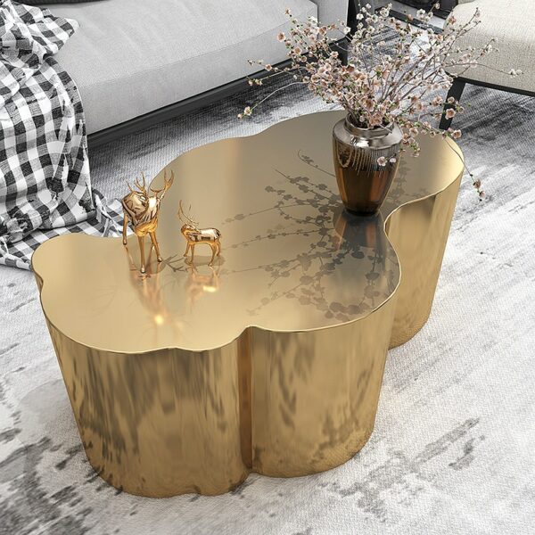 Special-Shaped Coffee Table Glossy Surface Stainless Steel Tea Table Living Room Titanium Stainless Steel Beautiful Furniture 1