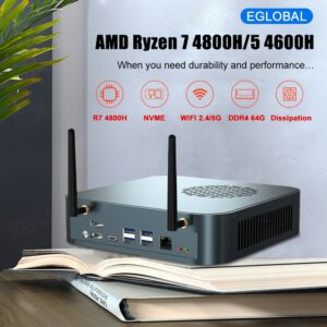 Eglobal Big Stock Awesome AMD Mini PC Ryzen 7 4800H 8 Core 32GB RAM 2666MHZ 1TB NVME SSD Gamer Computer HTPC 3*4K HDMI DP Type-C 1