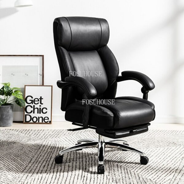 Boss Business Lifting Swivel Office Chairs Reclining Bedroom Dormitory Backrest Armchair Leather Hotel Front Desk Computer Chair 3