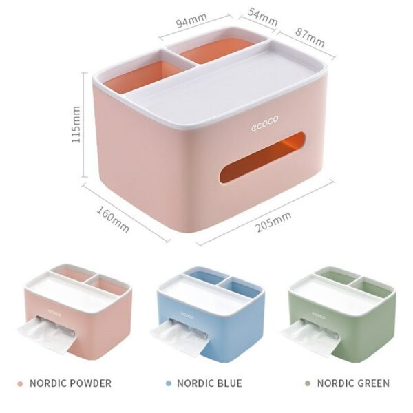 ECOCO Tissue Box Desktop Storage Tools Multifunctional Sundries Storage Organizer Napkin Rack for Office Bedroom Living Room 6