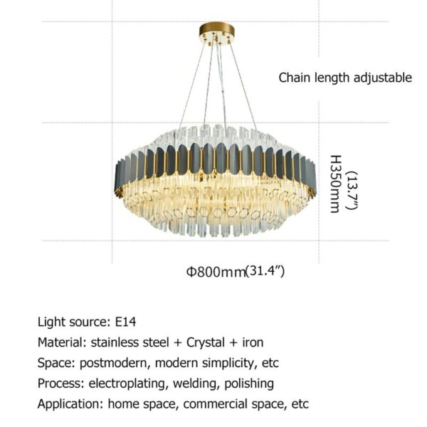 Hongcui Crystal Pendant Light Postmodern Luxury LED Lamp Chandelier Fixture For Home Dining Living Room 6