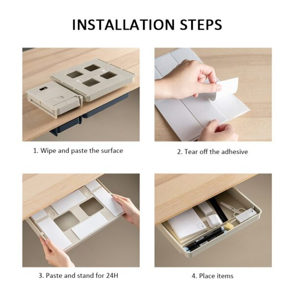 Drawer Self-adhesive Plastic Under Desk Table Storage Drawer Portable Memo Pen Stationery Storage Box Case for Hmoe Office 3