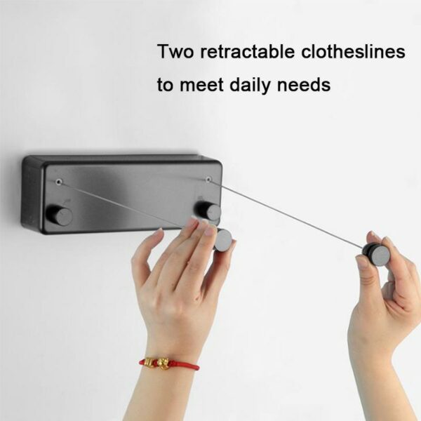 DOOKOLE Retractable Clothesline Laundry Line with Adjustable Stainless Steel Double Rope,Wall Mounted Space-Saver Drying Line 2