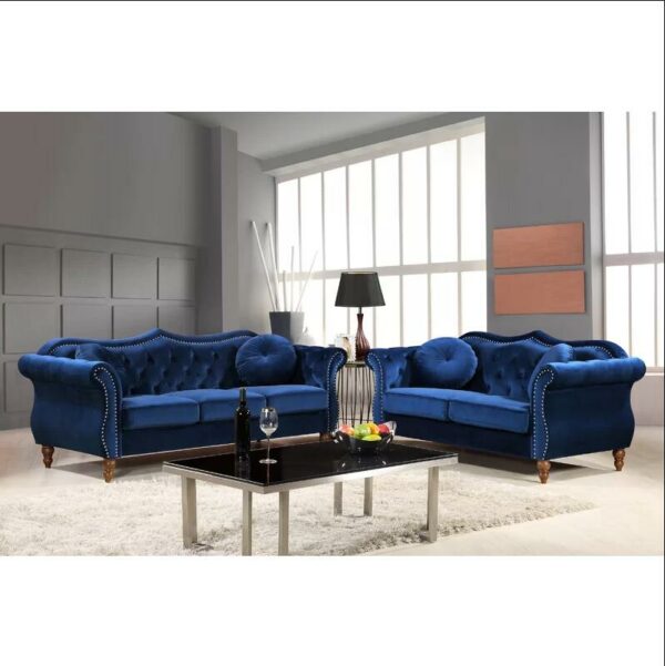 Luxury Living Room Sofa 2 Piece Velvet Living Room Set with Solid + Manufactured Wood 2