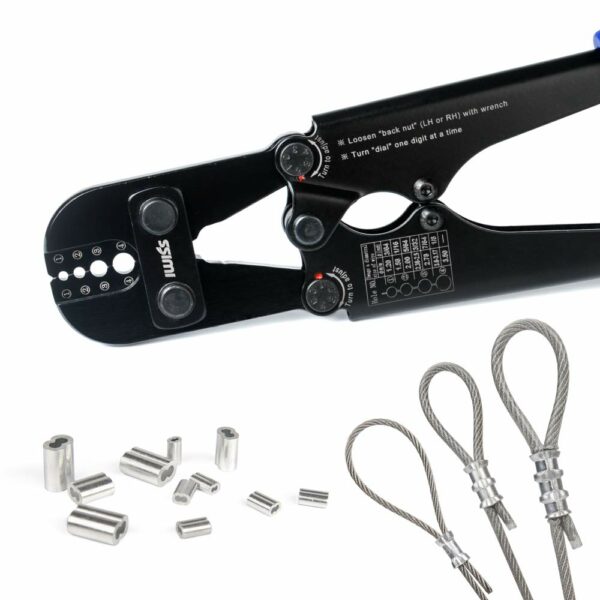 IWISS IWS-1608S Wire Rope Crimping Tool for Aluminum Oval Sleeves,Stop Sleeves,Crimp Ferrules,Crimping Loop sleeve 6