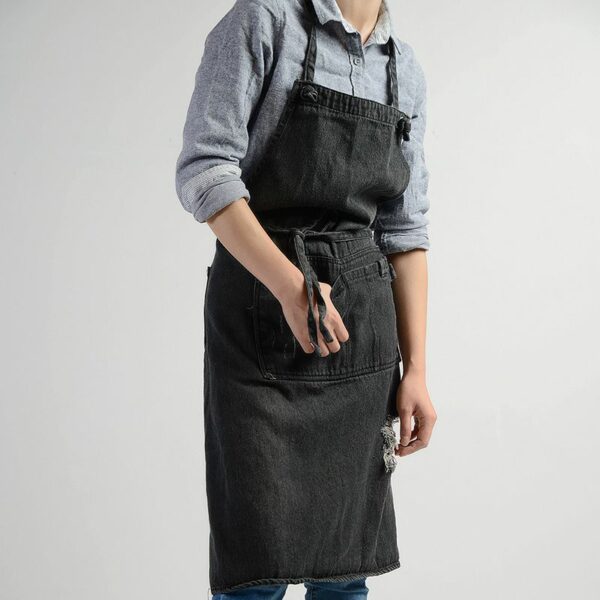 Cotton Denim Aprons,Japanese Korean Gardening Coffee Shop Kitchen Painting Restaurant Stylish Design Florist Jeans Apron 1