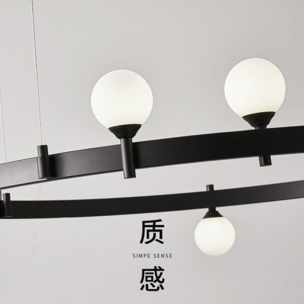 New Minimalist Creative Designer Ring Glass Ball Chandelier Nordic Living Room Household Magic Beans Black Lamps 6