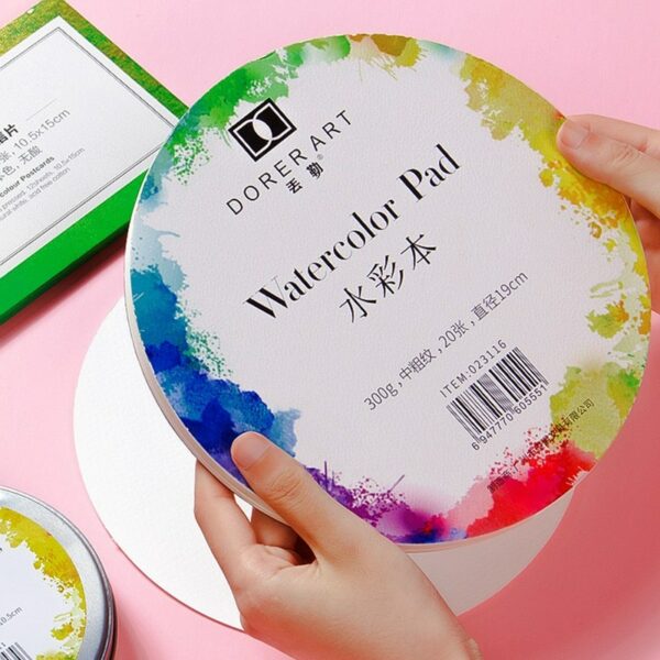 Dorerart Round Cotton Watercolor Paper Pad Postcard 300g Aquarelle Professional Painting Paper Hand Painted Aquarel Art Supplies 1