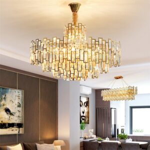 Hongcui Chandelier Gold Luxury Oval Pendant Lamp Postmodern LED Light Fixture for Home Living Dining Room 2