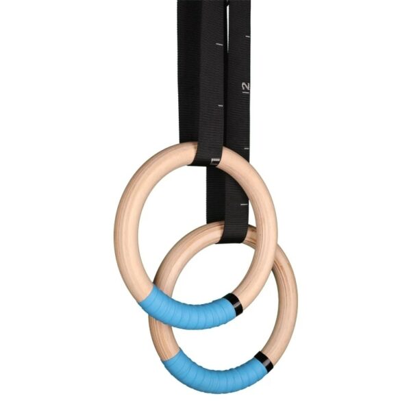 1 Pair Wood Gymnastics Rings with Adjustable Straps GYM Ring for Kids Adult Home Fitness Pull Up Strength Training 3