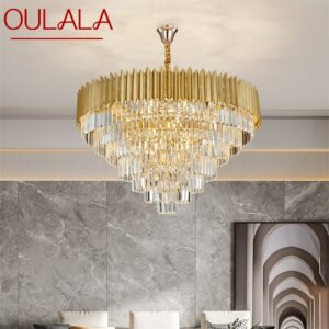 OULALA Gold Chandelier Postmodern Crystal Pendant Lamp Home LED Light Fixture for Living Dining Room 1