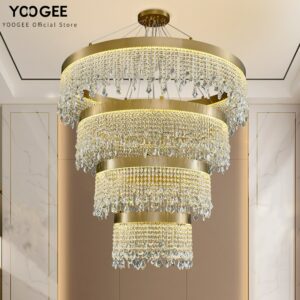 Modern Luxury Golden Crystal Chandelier Round Indoor Kitchen Island Living Dining Room Bedroom Lamp LED Home Decoration Light 1