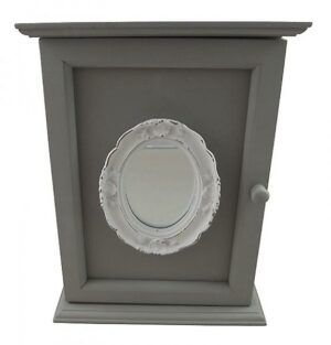 Shabby Chic Grey Mirrored Keybox Hall Decoration